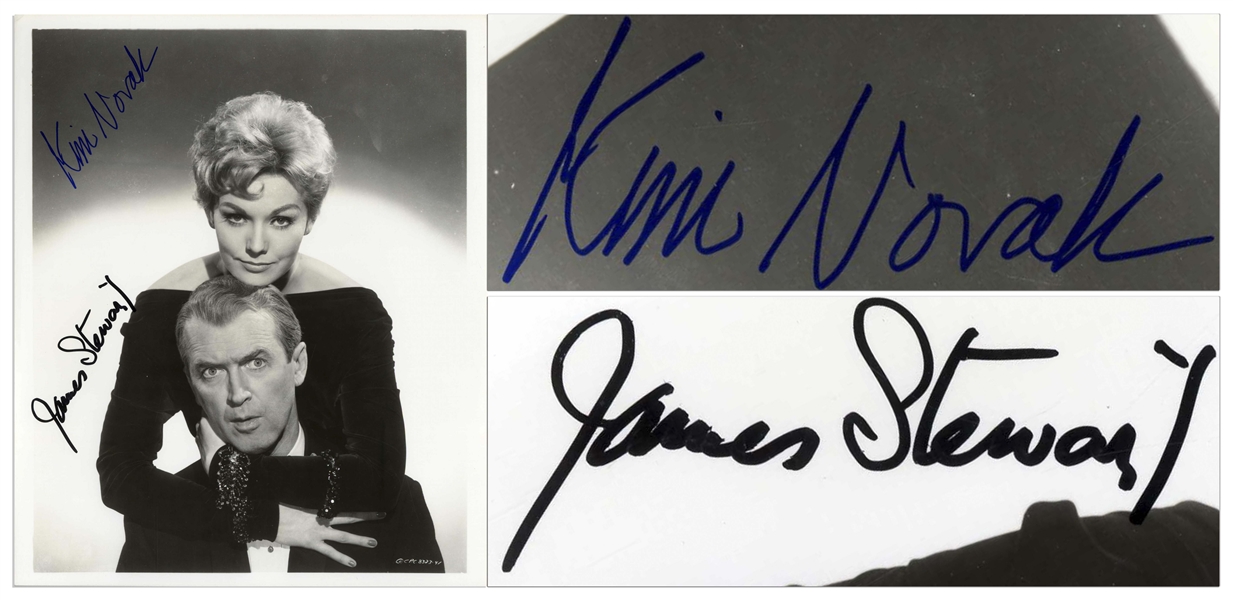 Jimmy Stewart and Kim Novak Signed 8'' x 10'' Photo From ''Vertigo''